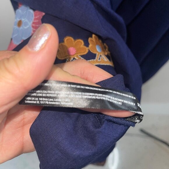 Anthropologie Womens Dress Size Large Blue Malika Maxi Applique Embroidered - Picture 2 of 8